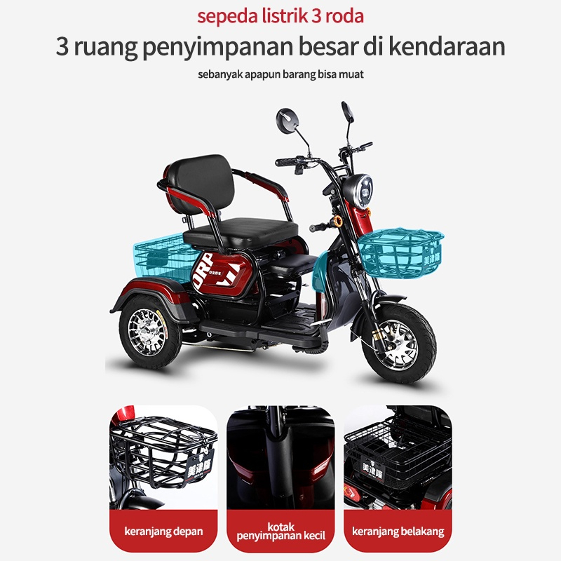 Sepeda motor listrik/sepeda listrik roda 3 /motor listrik roda 3/motor roda tiga/sepeda listrik(Kemasan Kayu, Lebih Aman)