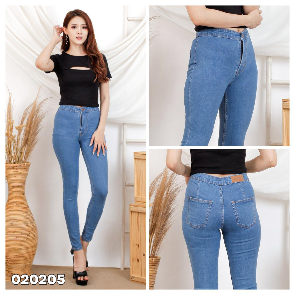 Highwaist Skinny Jeans (5 Warna) Celana Jeans Wanita JSK Celana Panjang Cewek Denim Pinggang Perut C