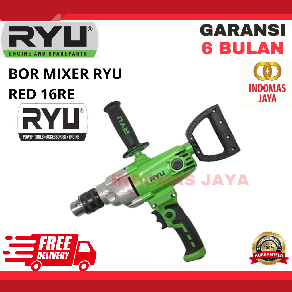 TEKIRO RYU MESIN PENGADUK CAT SEMEN MESIN BOR MIXER RED 16RE 16MM 16 MM Ryu RED16RE Electric Mixer m