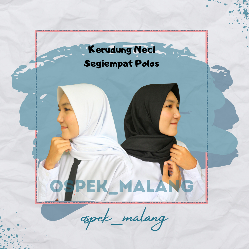 KERUDUNG PUTIH &amp; HITAM SEGIEMPAT NECI