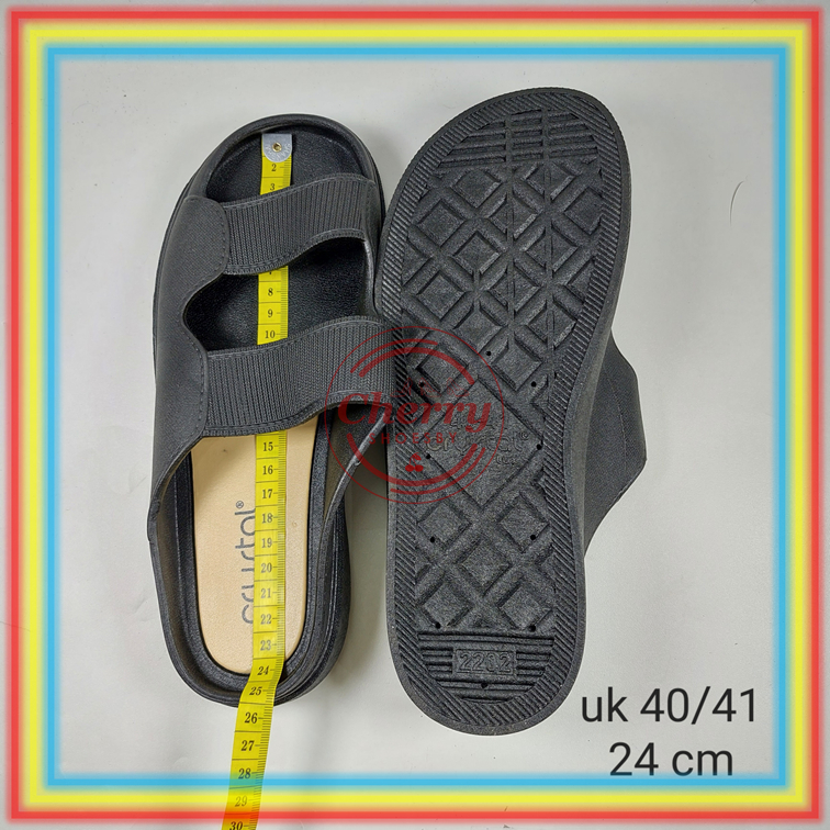 2202-2 Sandal Selop Wanita Ban Dua Crystal Sendal Slop Karet Cewek Motif Polos Glanzton