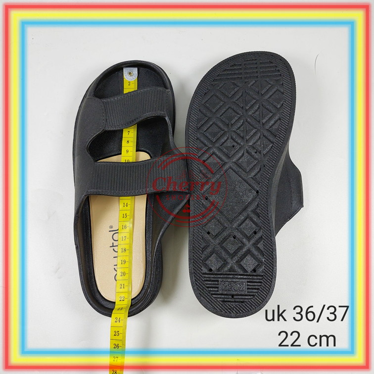 2202-2 Sandal Selop Wanita Ban Dua Crystal Sendal Slop Karet Cewek Motif Polos Glanzton