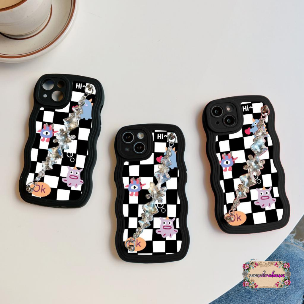 GC34 GC43 CASE CASING SOFTCASE SILIKON WAVY CARACTER RANTAI DIAMOND GRIP FOR OPPO A17 A17K A31 A8 A9 A5 2020 A36 A76 A96 4G SB5669