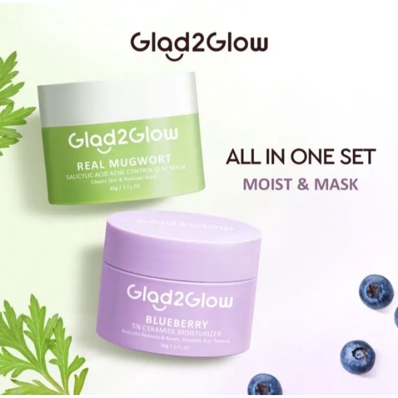 Glad2Glow Blueberry 5% Ceramide Moisturizer Skin Barrier | Pomegranate Niacinamide | Centella Soothing