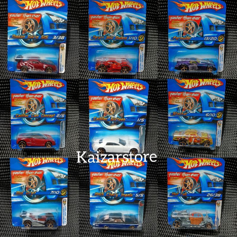 Hotwheels Ban Faster than ever 2006 first edition Nissan Silvia Stockar Cadillac sixteen Chevy Impal