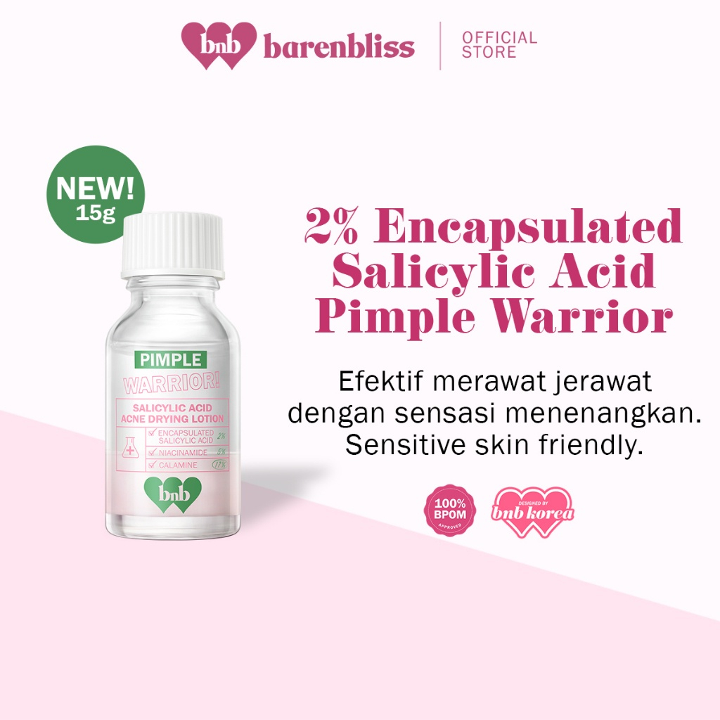 ❣️Rakkistore99❣️ BNB barenbliss Pimple Warrior! Salicylic Acid Acne Drying Lotion 15g - Acne Spot Treatment Care
