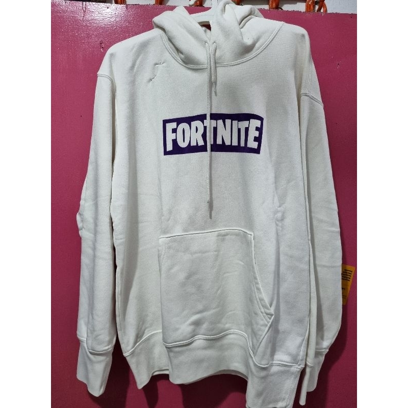 JUAL RUGI HOODIE UNIQLO FORNITE PUTIH FULL TAG ORIGINAL UNIQLO SLIDE--> ORIGINAL PICT