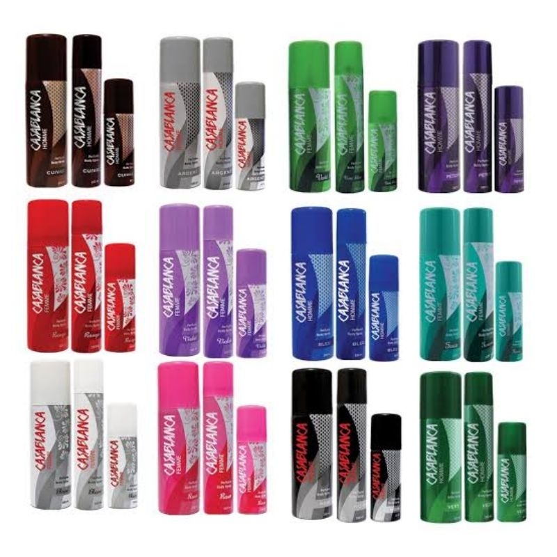 (ORIGINAL) Casablanca Body Spray Kaleng ( 200 ml, 100 Ml, 65 Ml ) / Parfum Casablanca Termurah