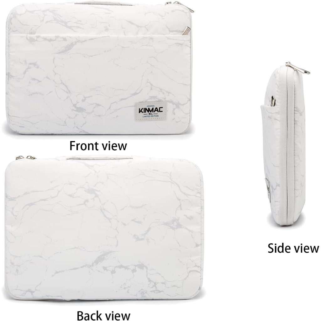 Tas Laptop Macbook KINMAC Handstrap black white marble Shockproof 13 14 15 16inch
