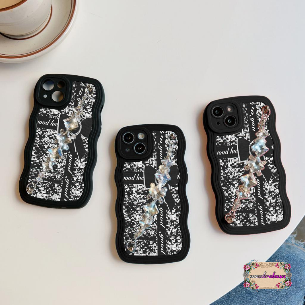GC34 GC43 CASE CASING SOFTCASE SILIKON WAVY CARACTER RANTAI DIAMOND GRIP FOR IPHONE 12 PRO 12 PROMAX 13 PRO SB5695