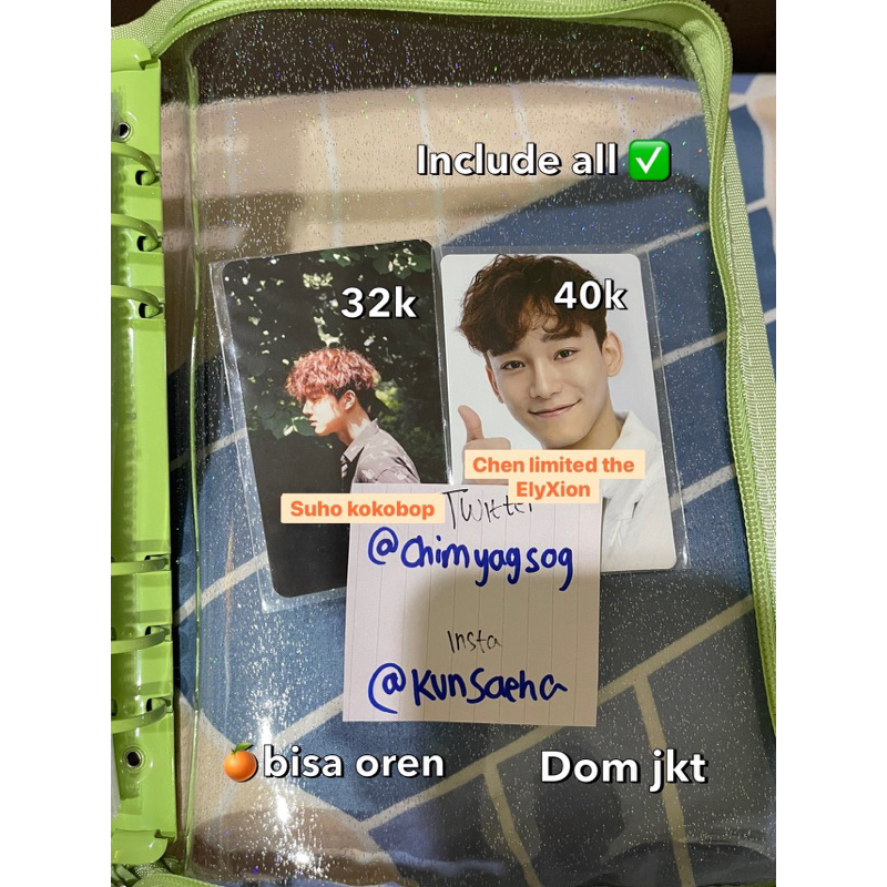 Photocard EXO, Suho Kokobop, Chen The Elyxion photocard exo