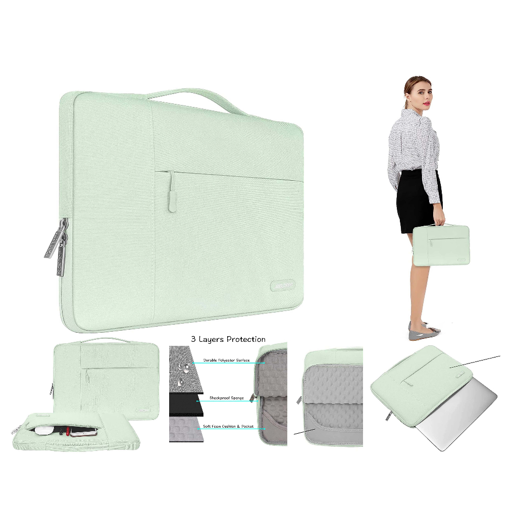 tas Laptop jinjing MacBook mosiso  Air/Pro, 13.6 m1/m2,  MacBook Pro 14 inch 2442 ,  Honeydew Green