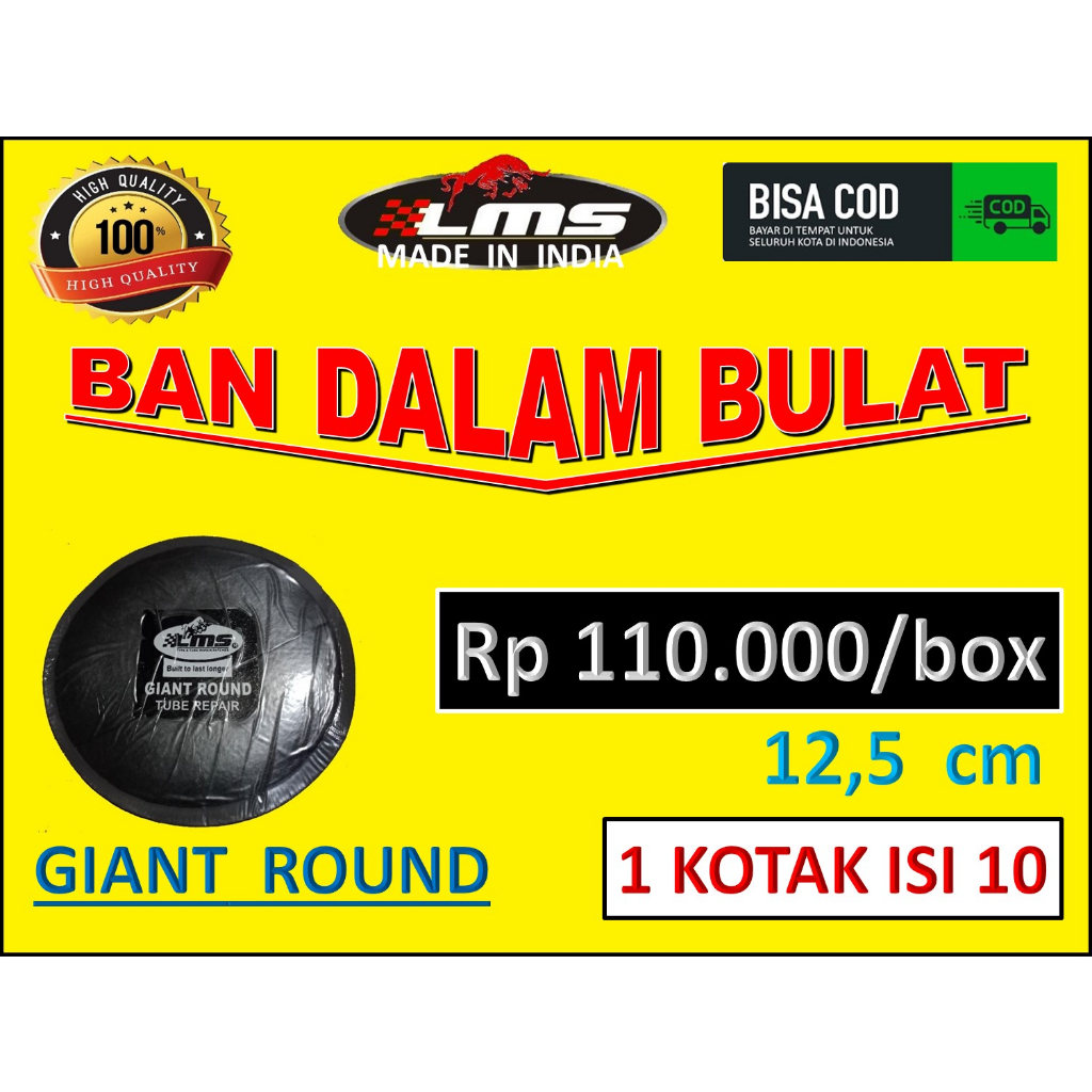 1 box GIANT round LMS the bestpatch tire repair karet tambal ban dalam tanpa bakar tip top tubeless 
