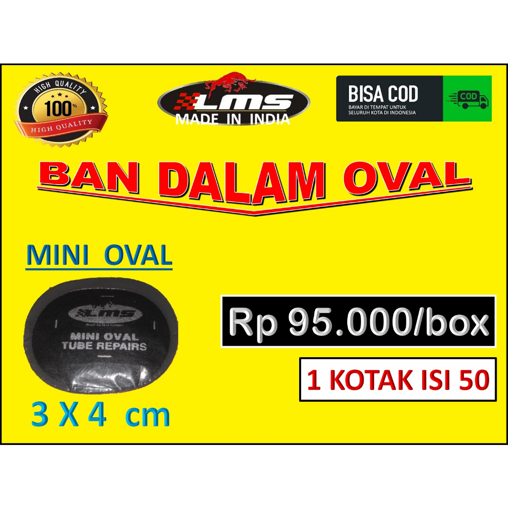 1 box MINI OVAL LMS the bestpatch tire repair karet tambal ban dalam tanpa bakar tip top tubeless pe