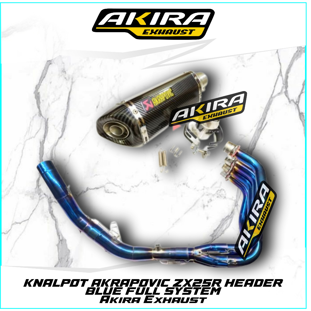 KNALPOT AKRAPOVIC ZX25R HEADER BLUE FULL SYSTEM AKIRA EXHAUST