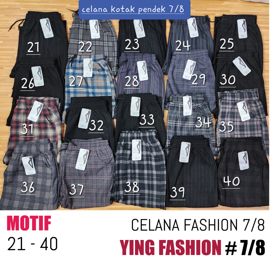 Celana Bahan Ying Pendek 7/8 Import Terbaru / celana kotak wanita import / celana zahra / celana pendek wanita