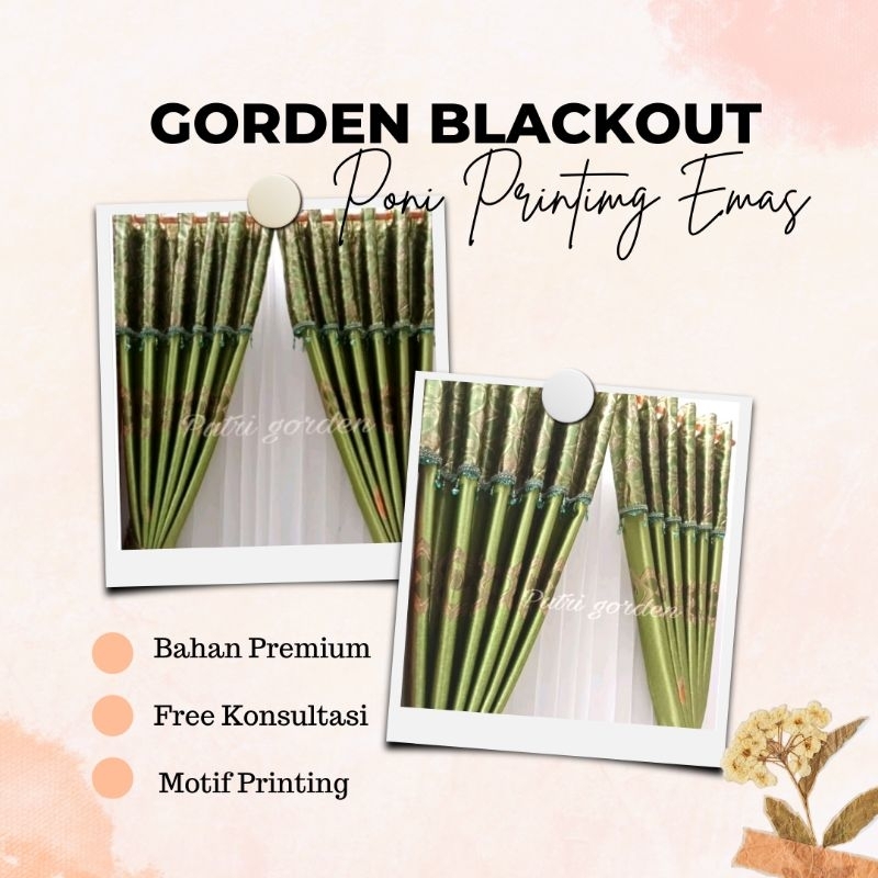 Gorden Blackout Poni Lurus Printing Tulip Pm Hijau