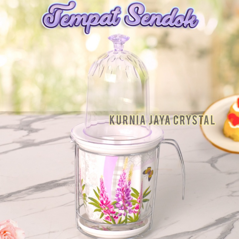 Tempat Sendok Keramik Motif Lavender/ Tempat sendok Keramik import