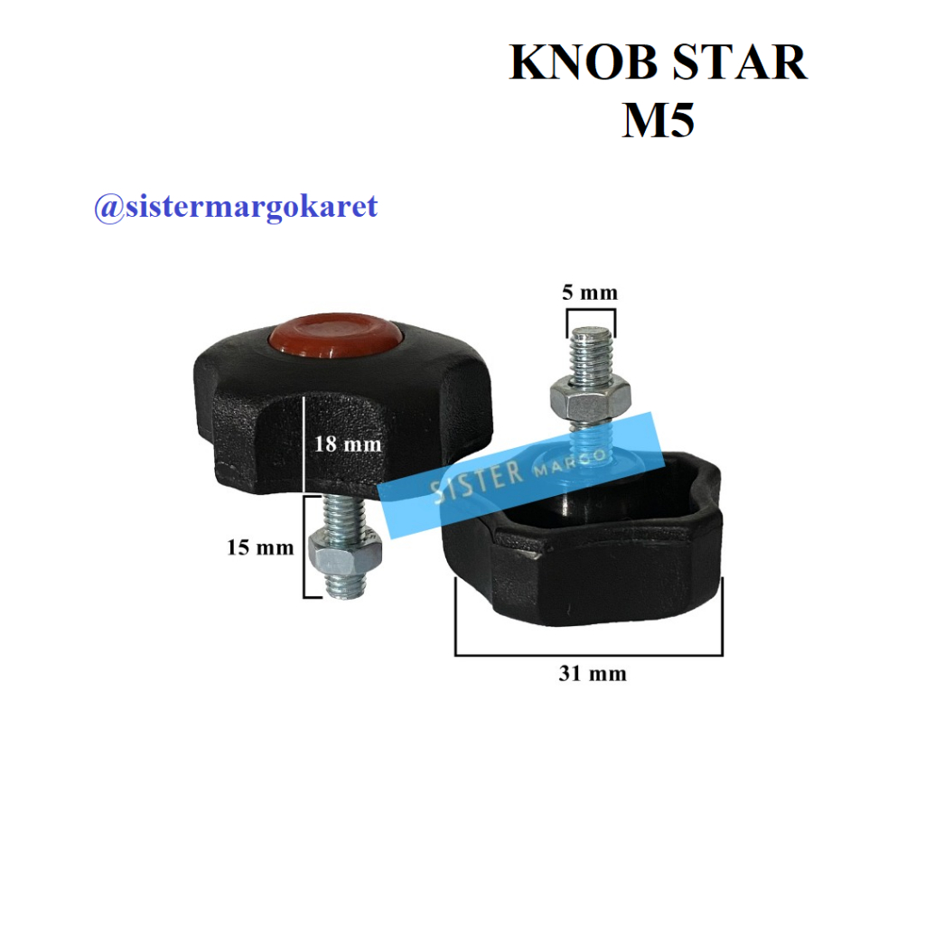 Adjuster Knob Star Adjuster Baut M5 T15 Orange - Isi 2 PCS