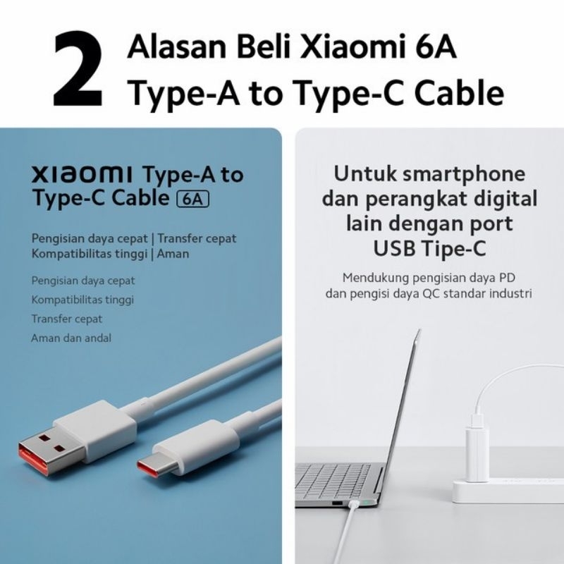 Kabel Data Xiaomi Type C ORIGINAL TURBO FAST CHARGING Mendukung Hingga 120W