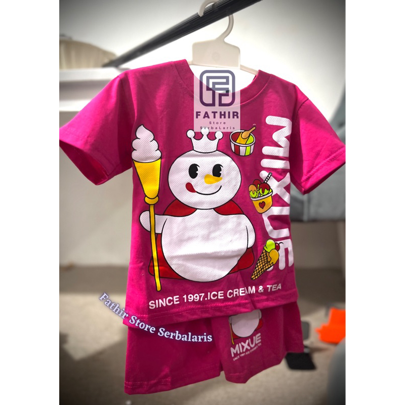 SETELAN ANAK MIXUE TERBARU USIA 1-10 TAHUN MIXUE MERAH ANAK COWOK CEWEK-Pink mixu
