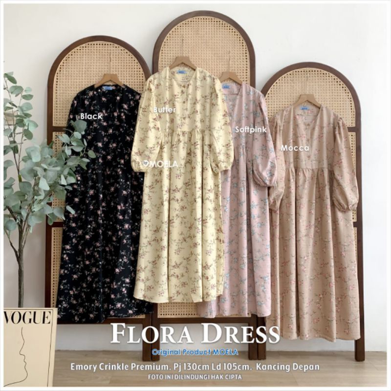 FLORA DRESS BY MOELA | DRESS CRINKLE MOTIF | DRESS MIDI REMPEL PREMIUM