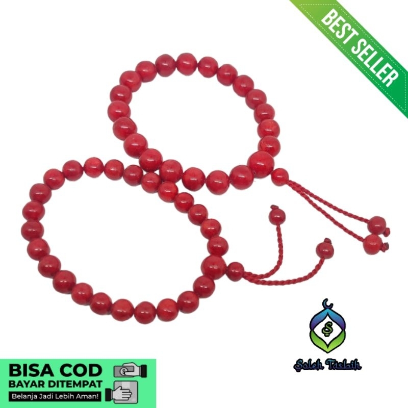 Gelang Batu Coral Marjan Merah Asli Original_Size 6mm-10mm