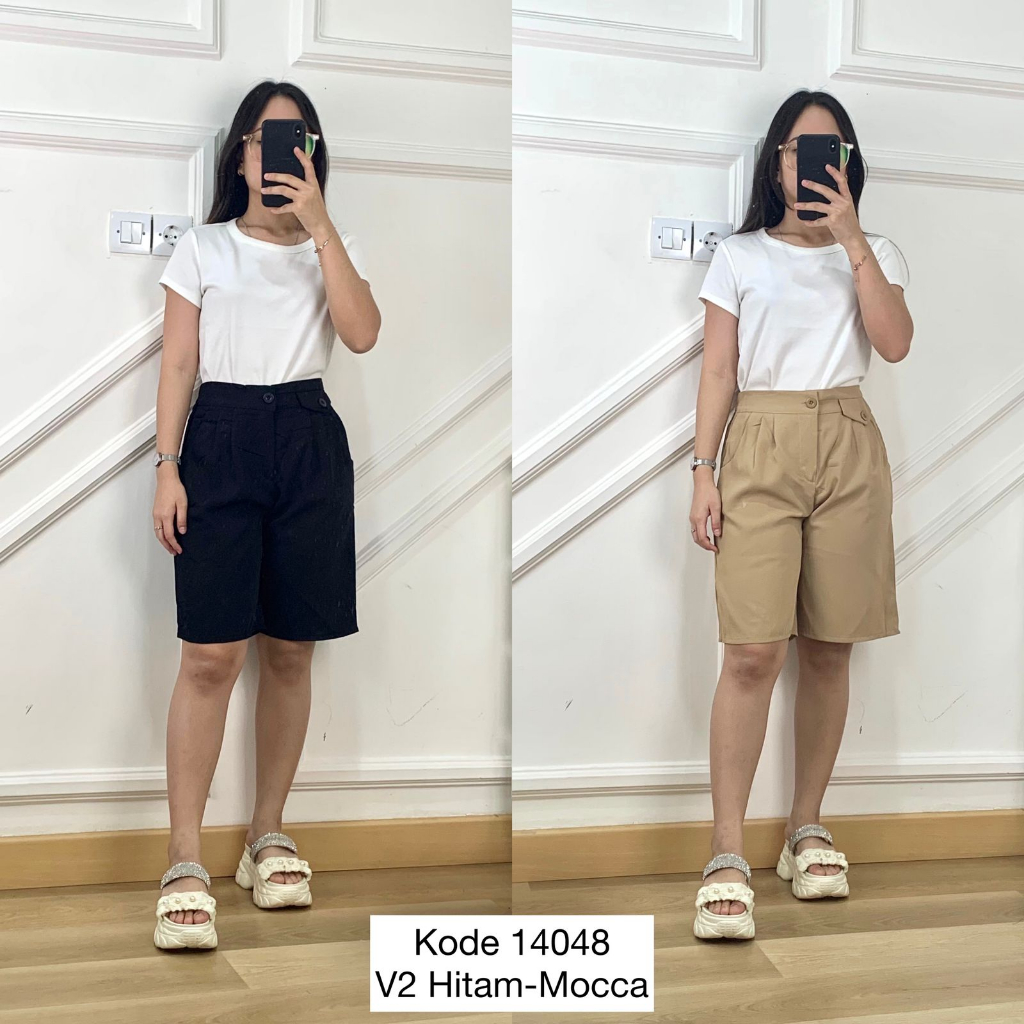 14048 CELANA 3/4 SANTAI BASIC CASUAL YU JING XING PREMIUM WANITA CELANA PENDEK SETENGAH TIANG BASIC 