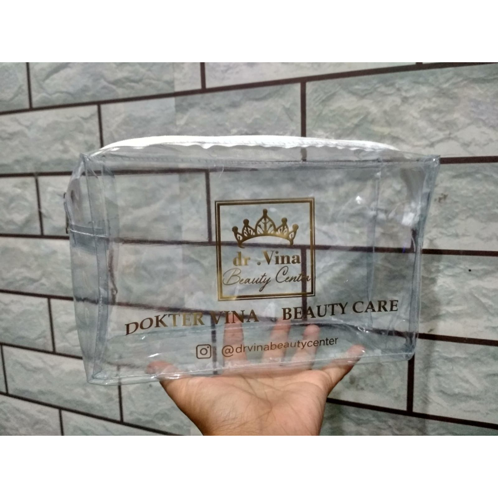 POUCH PROMOSI SKINCARE FULL MIKA TEBAL / DOMPET KOSMETIK FREE SABLON