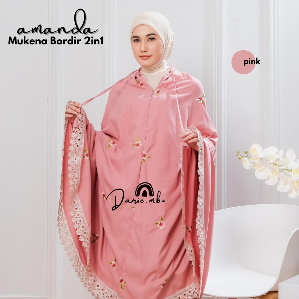 DARIE.MBU - Mukena Dewasa 2in1 Bordir Amanda Katun Premium Jumbo