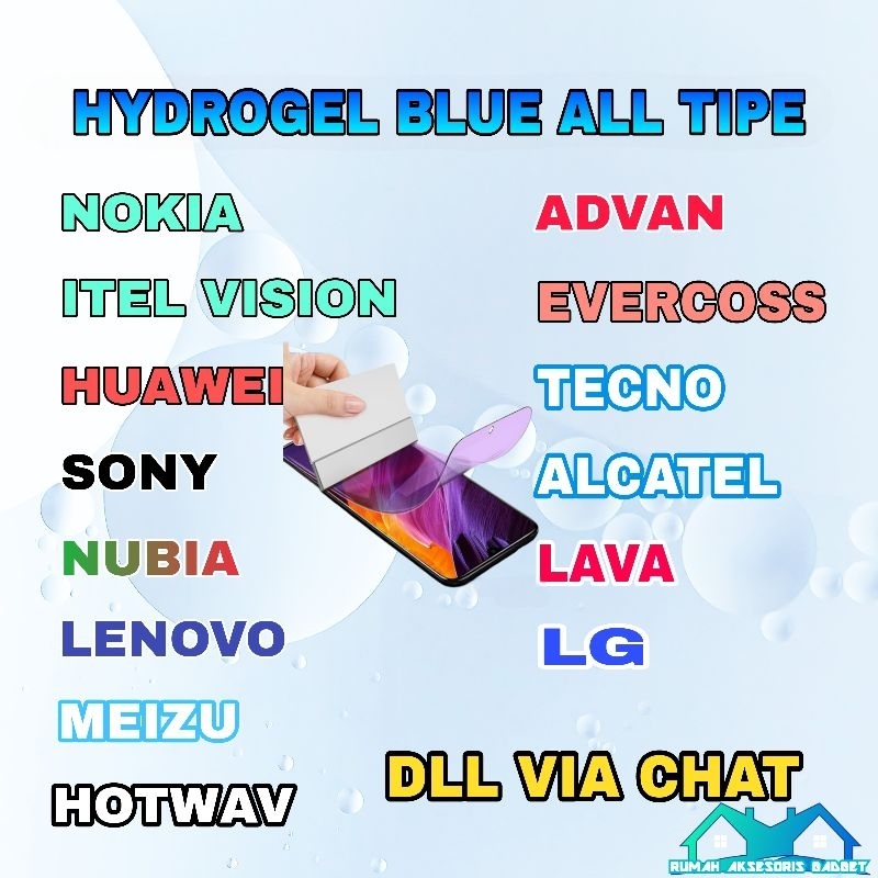 HYDROGEL ANTI BLUE LIGHT RAY ALL TIPE LENGKAP SEMUA ADA PELINDUNG LAYAR HP