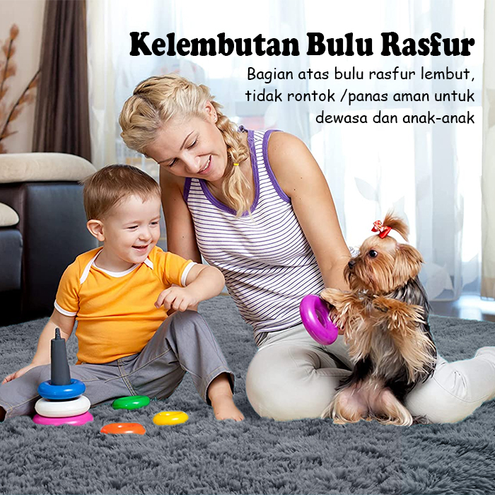 COD LuxuryParty DD-4A Karpet Bulu Halus Polos Karpet Bulu Ukuran 120x190cm Karpet Bulu Halus Bahan Bulu Rasfur Karindo