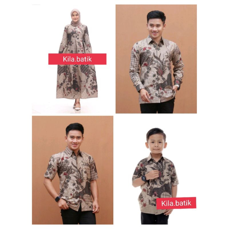 Batik couple keluarga saniar ruffle ory ndoro jowi dnt motif Sekar jagad merah S -M-L,-XL-XXL