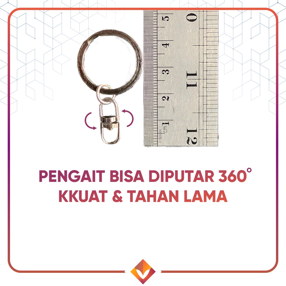 GANCI GEPENG 25mm JOIN PUTAR 360 Murah Rantai Ring O 8mm Gantungan Kunci Diameter 2,5 2.5 cm Tas Dompet Grosir Motor Mobil Kuat Tebal Anti Air Karat Karatan Stainless Steel Stain Less Joint