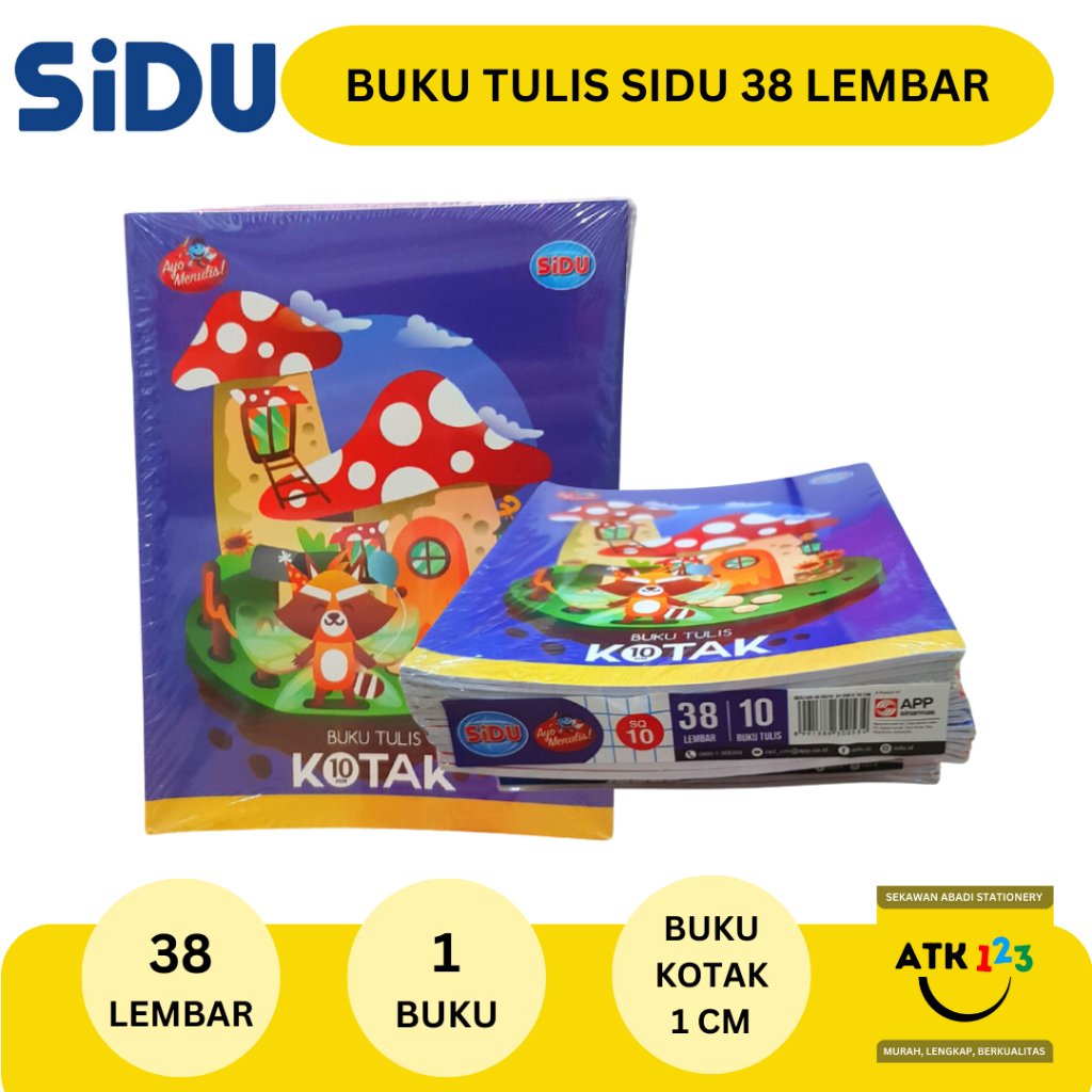 

Buku Tulis Sinar Dunia / SIDU isi 38 lembar / Buku Kotak 10mm 1cm