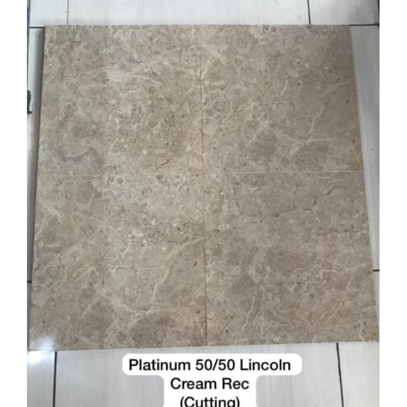 keramik lantai teras ruang tamu rumah PLATINUM 50x50 LINCOLN CREAM