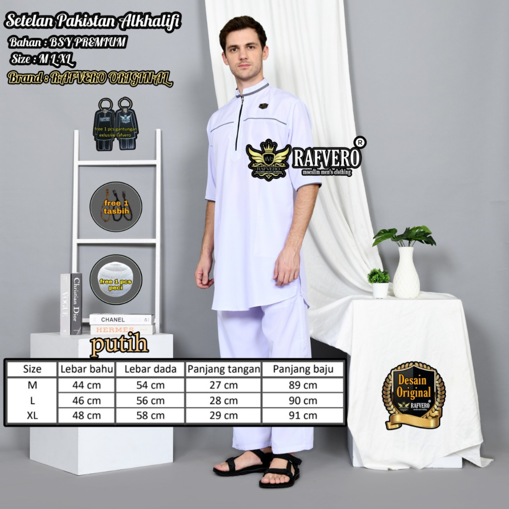 Setelan kurta pakistan laki laki dewasa / koko gamis pria dewasa original RAFVERO - bonus peci dan tasbih !!