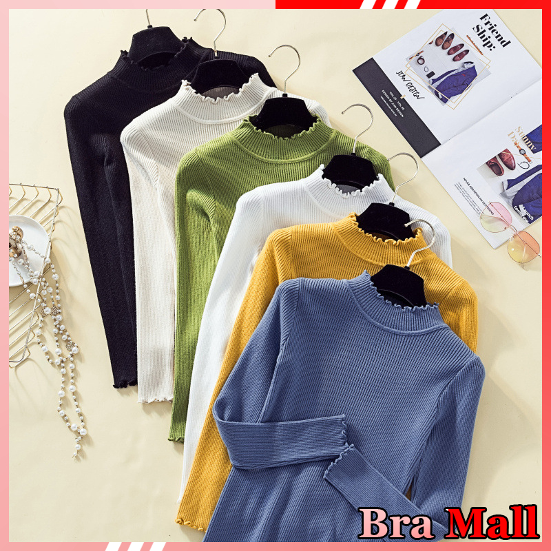 【 Bra Mall 】BJ-038 Pakaian Wanita Inner Rajut Sweater Premium Lengan Panjang Import Inner Hijab Manset Baju Wanita