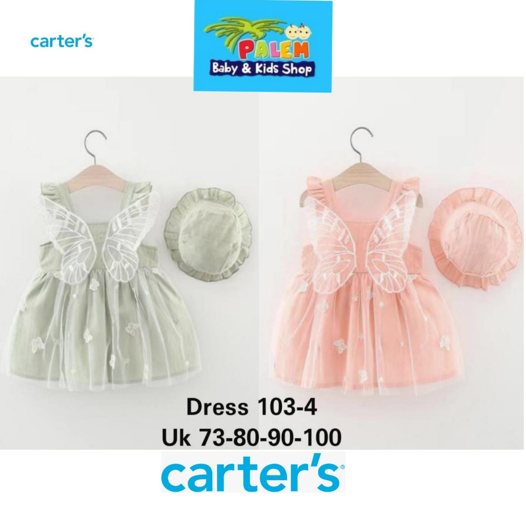 Carterlove Dress Anak Import Motif + Topi Dress Anak