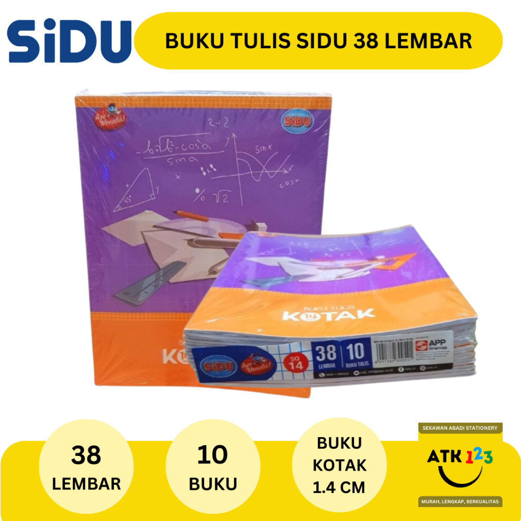 Buku Tulis SIDU Buku Sinar Dunia Buku Tulis Garis Kotak Halus 38 Lembar (1 PAK = 10 BUKU)