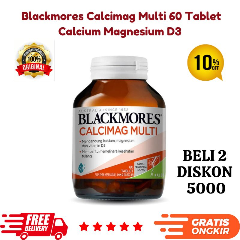 Blackmores Calcimag Multi Bpom Kalbe Kalsium Obat Tulang - 60 Tablet Vitamin Asli Asam Folat Magnesium Osteoporosis Ultimate Omega 3 Q7V6Z8U9W4 Ori Original Kalsium