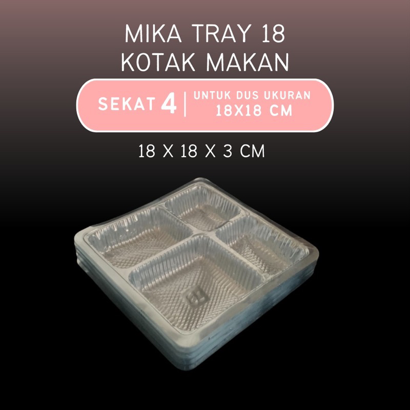 (100PCS) Mika Nasi Kotak 18x18 cm Sekat 4 / Mika Dus Nasi (R8) Ukuran 18x18 cm