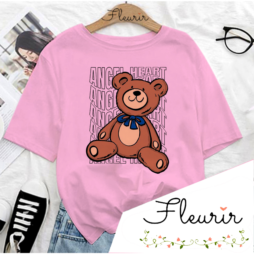 FLEURIR - COD KAOS WANITA ANGEL HEART PRIA REMAJA DEWASA UNISEX TSHIRT JUMBO OOTD LENGAN PENDEK OVERSIZE