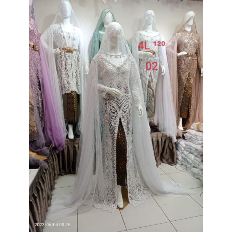 kebaya akad nikah elisab full Payet depan belakang LD 120 )