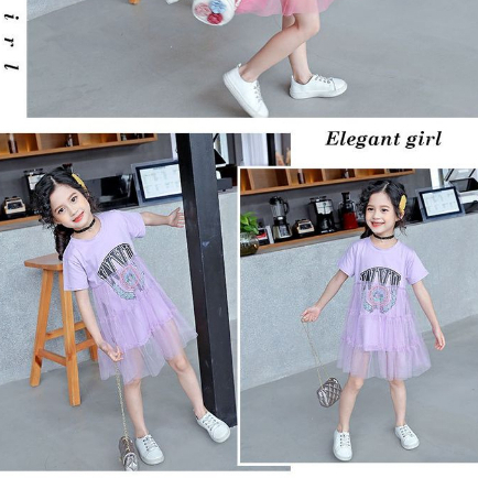 Dress Polos Anak Perempuan Motif Print Alphabet WVU