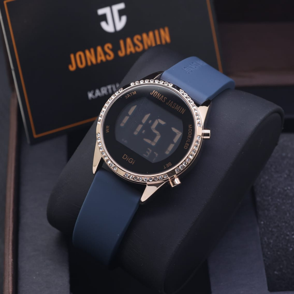 JAM TANGAN WANITA JONAS JASMIN 2249-LS026 DIGITAL WATCH RUBBER DATE ON