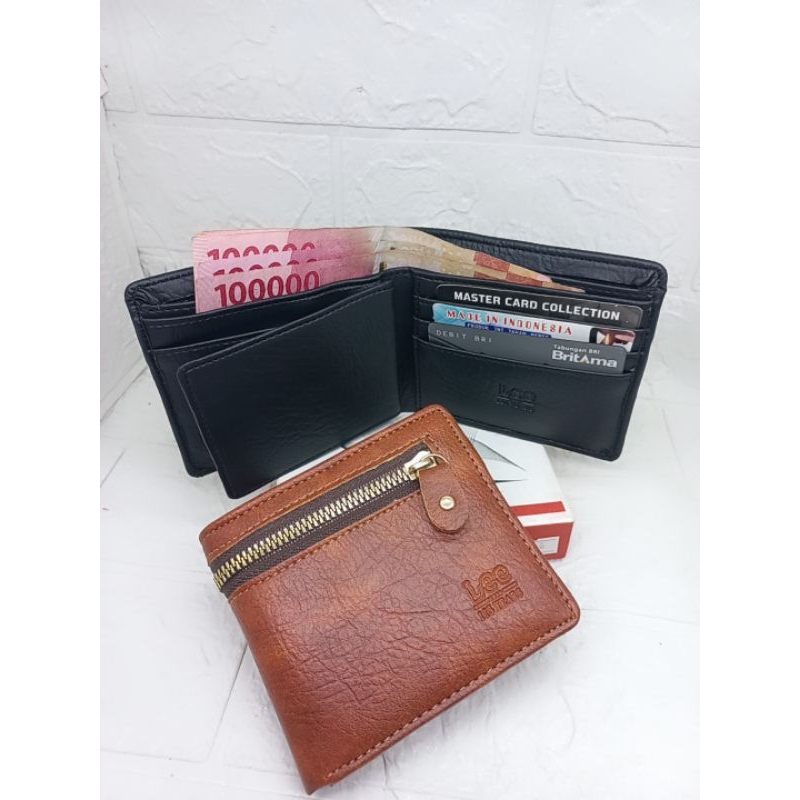 Dompet Lipat Resleting pinggir Dompet Semi Kulit Yang Berkualitas Premium Free Box