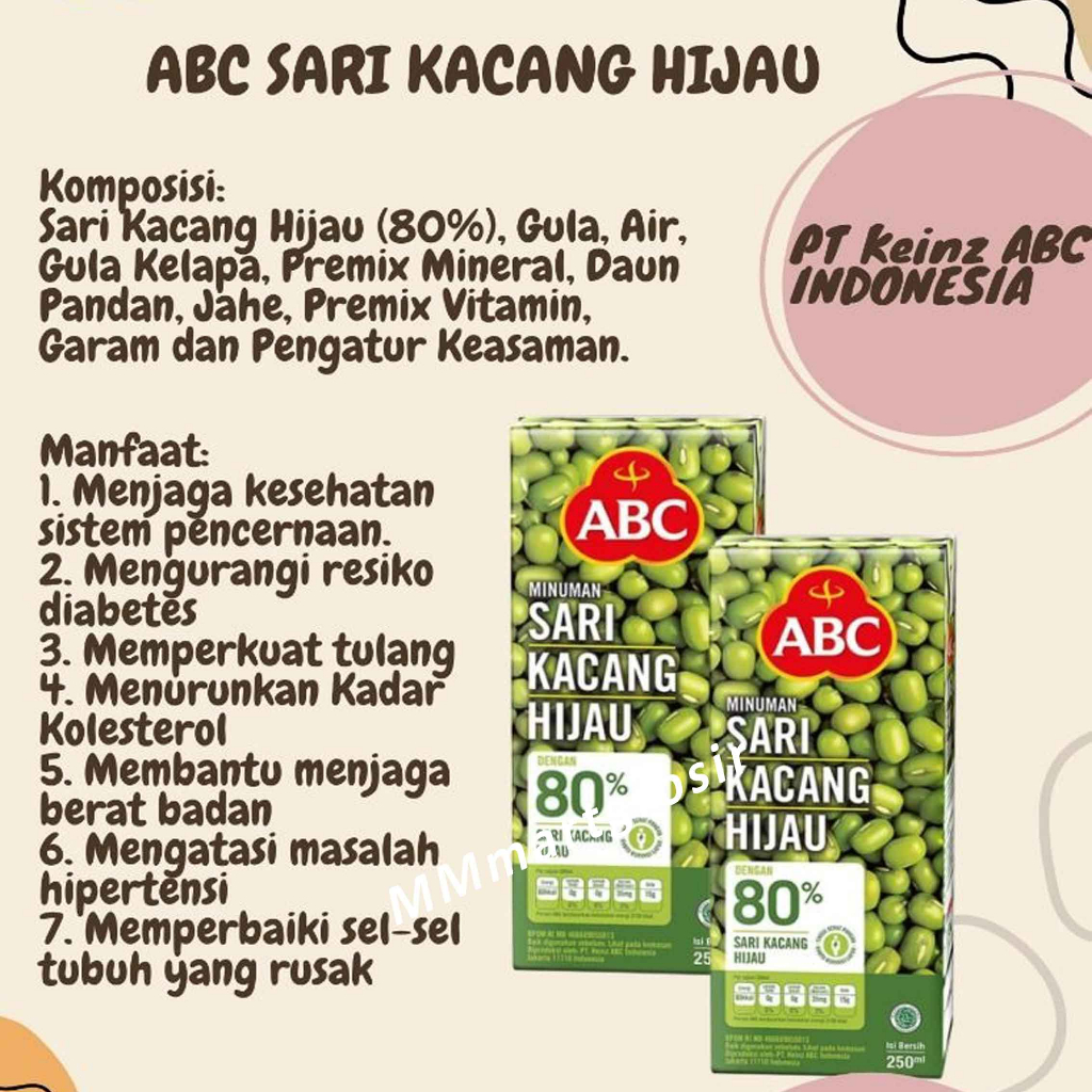 ABC Sari Kacang Hijau / Minuman kacang Hijau / Mung Bean Drink
