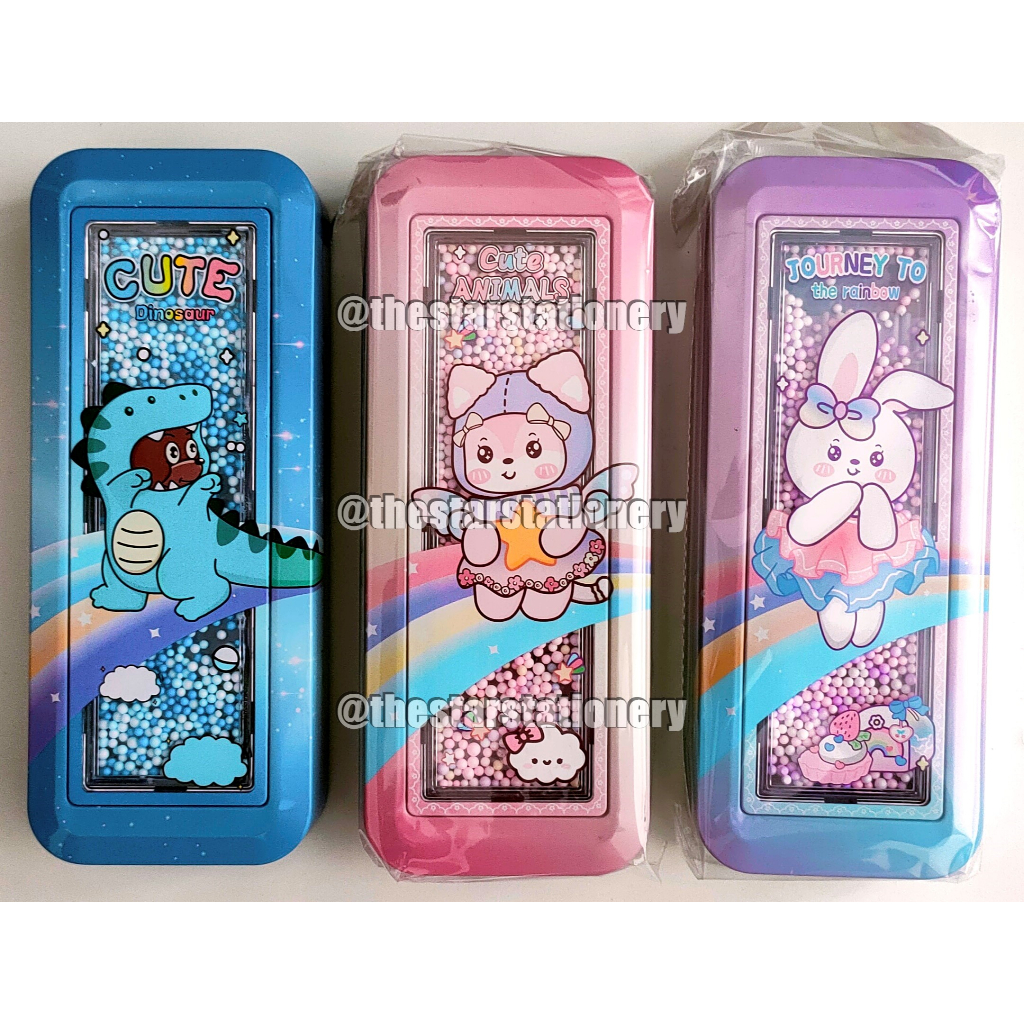 

(1 Biji) Kotak Pensil Kaleng Transparant Xiaolingjing B-752 Foam Transparant 2 Susun