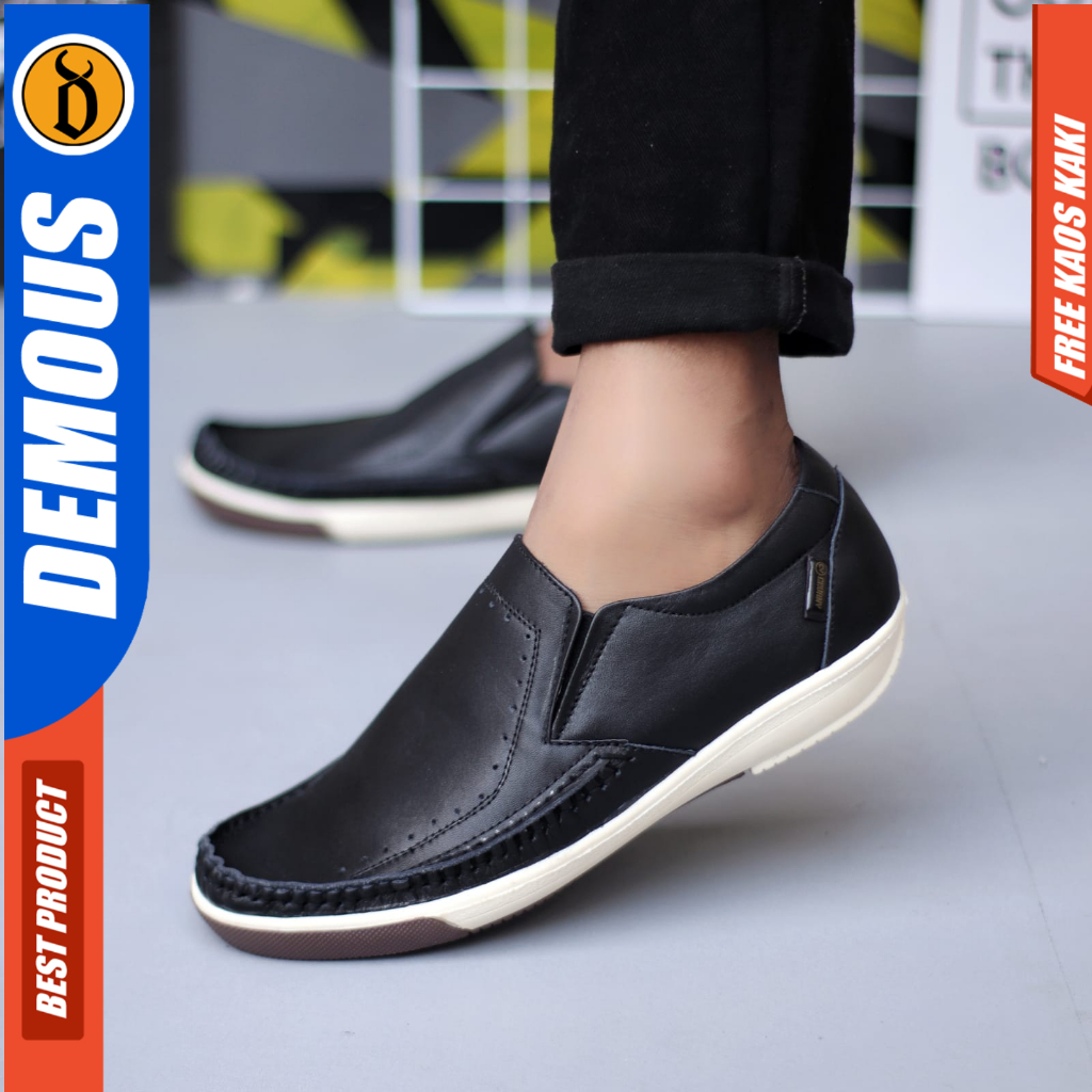 DEMOUS Sandro - Sepatu Formal Casual Hitam Kulit Kerja Pria